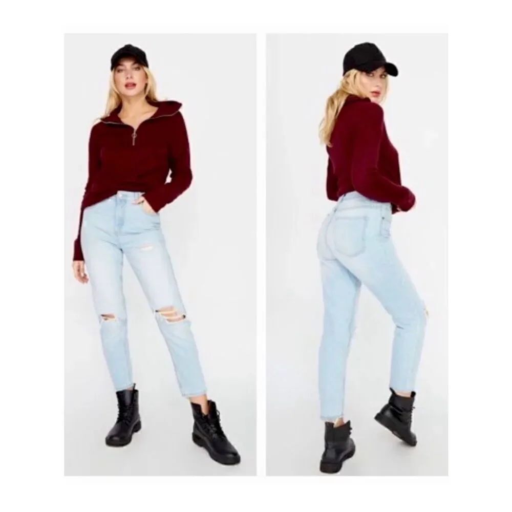 NWT SWS Denim Ultra High Rise Mom Distressed Jeans